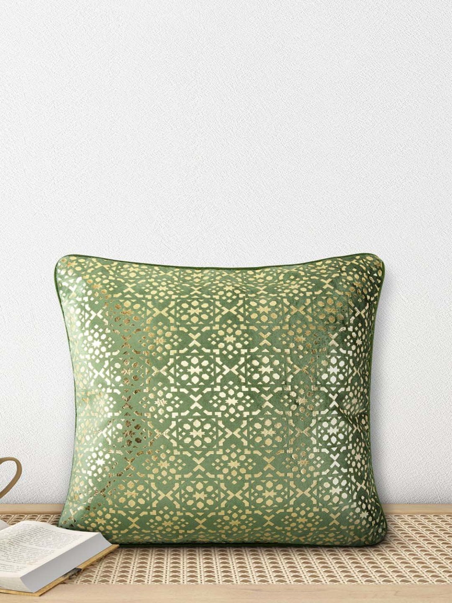 Living Scapes by Pantaloons Green Cotton Cushion Cover