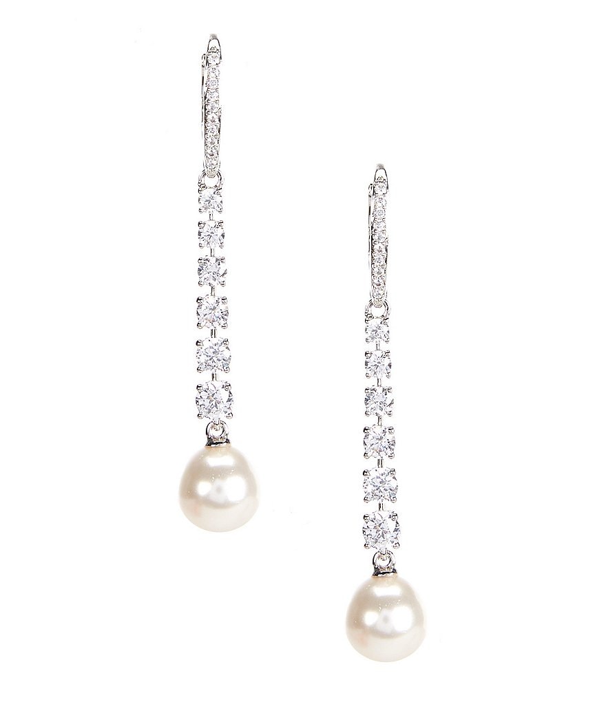 Nadri Camila Pearl Linear Earrings