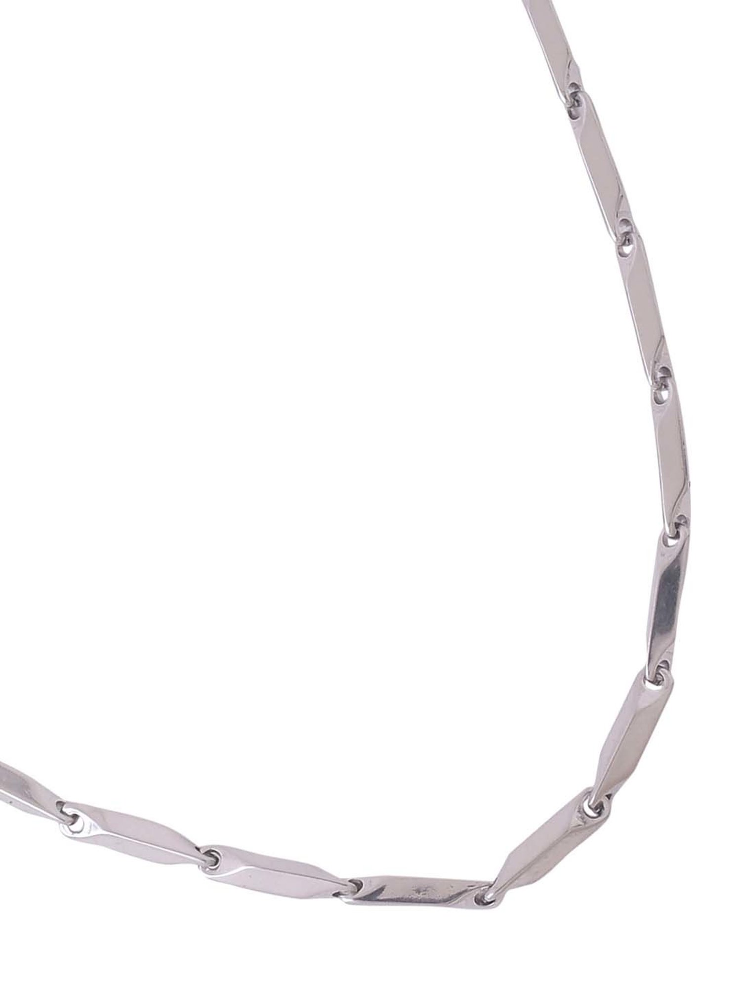 NVR Rhodium-Plated Stainless Steel Bohemian Chain for Men