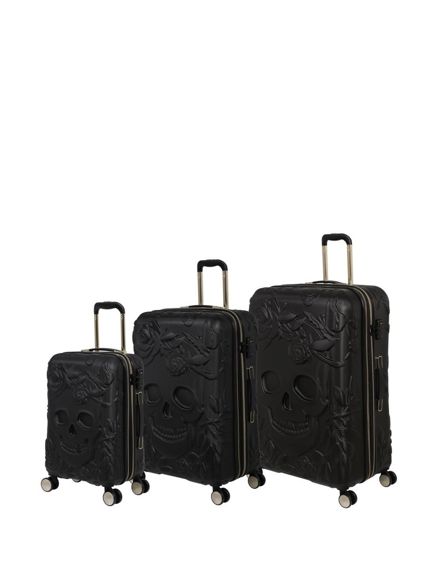 it luggage Skull Black Set of 3-28, 24 & 20 inches Expandable Hardsided Luggage Trolley with TSA