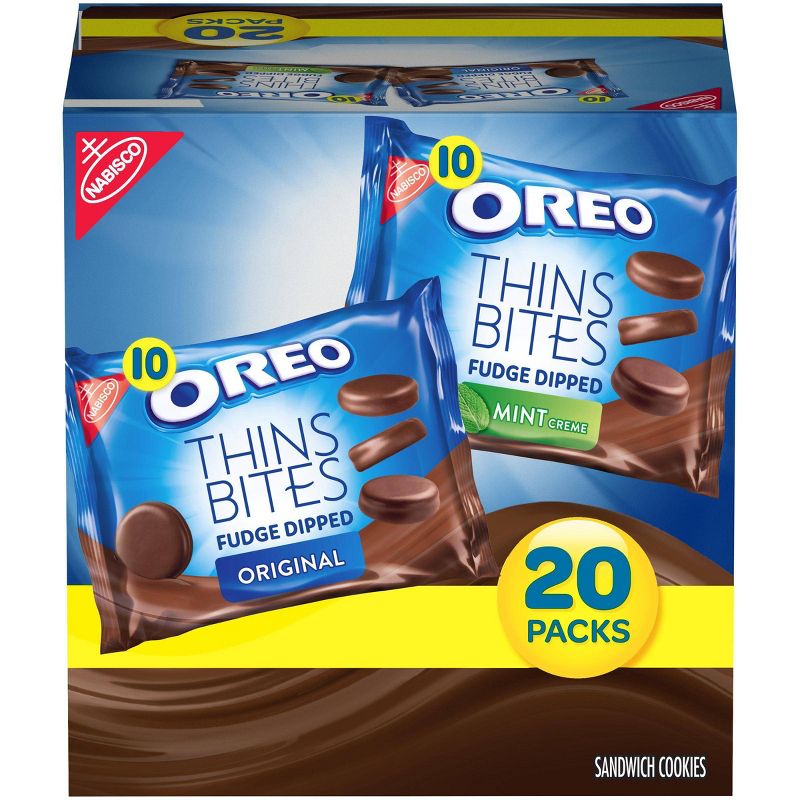 Oreo Thins Bites Fudge Dipped Sandwich Cookies Multipack - 20ct