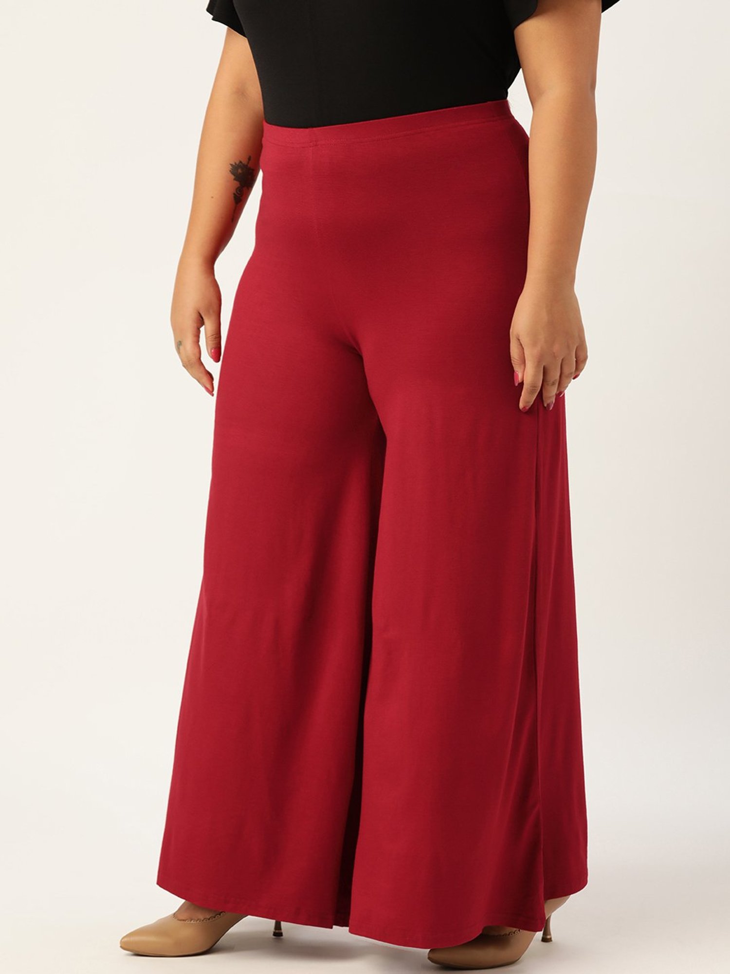 theRebelinme Maroon High Rise Palazzos