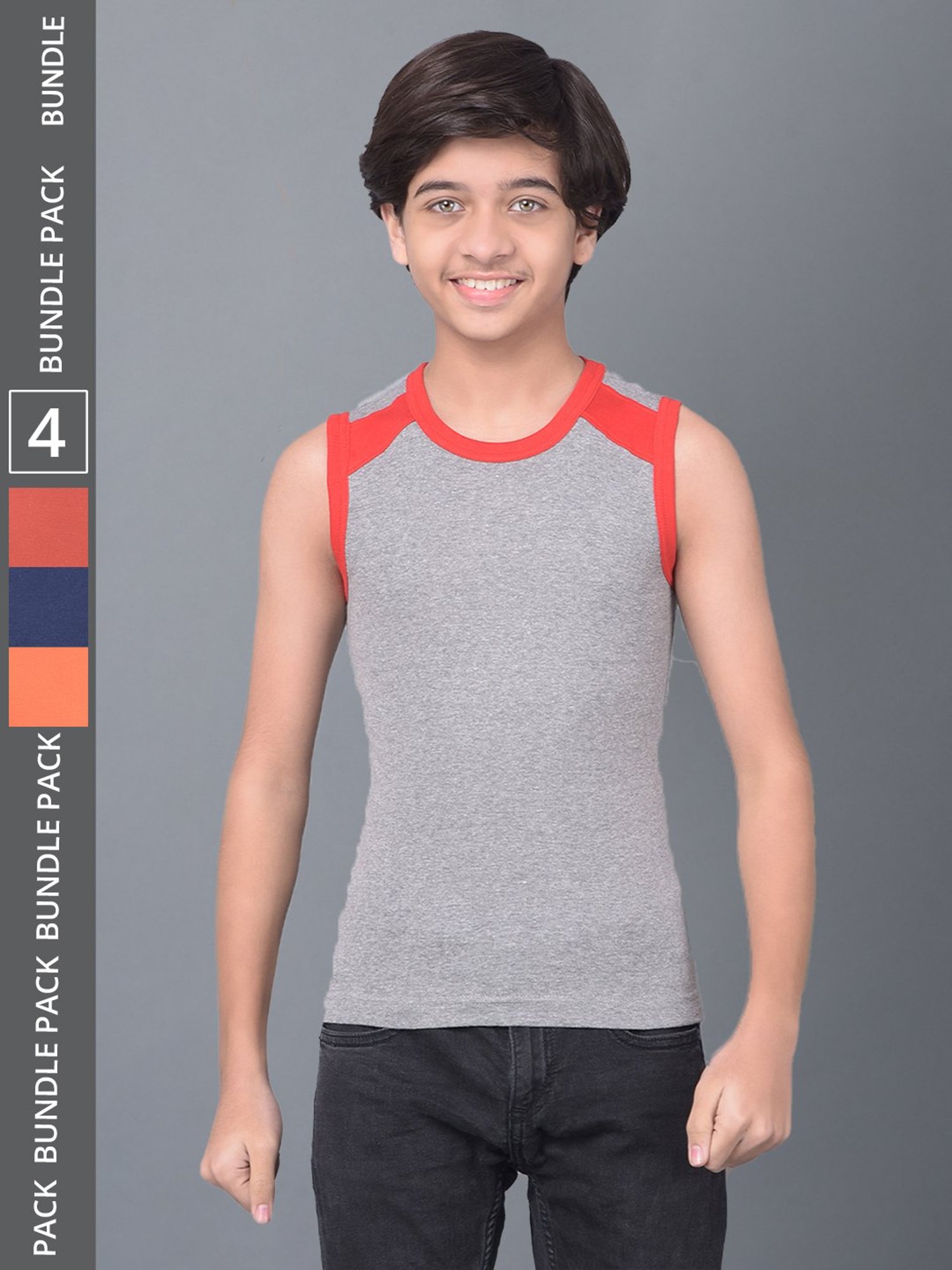 Dollar Bigboss Boys Multicolor Solid Vest (Pack Of 3)