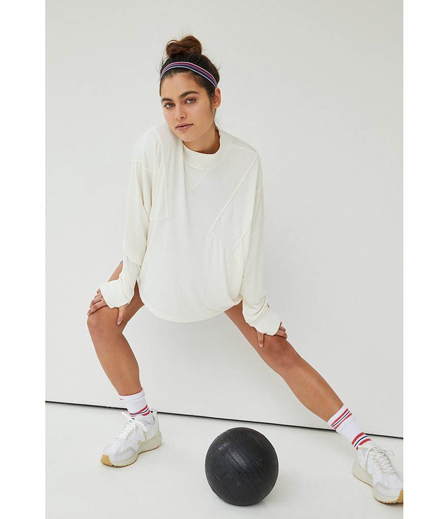 Free People FP Movement Runner Up Crew Neck Long Sleeve Layer Top