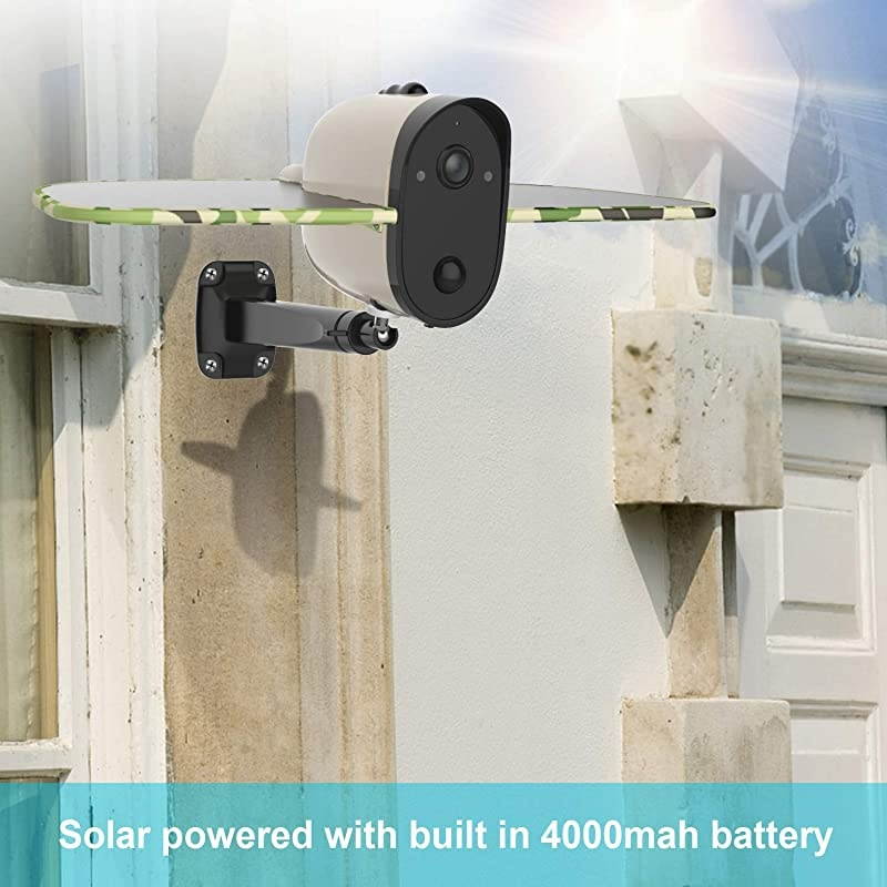 Wireless Outdoor Solar Battery Security Camera 1080p Full HD Night Vision TwoWay Talk Home Security Camera Beige