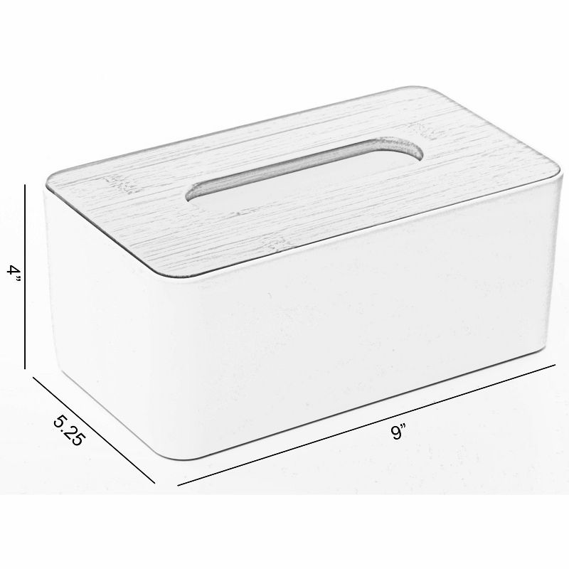 Basicwise Bamboo Removable Top Lid Rectangular Tissue box