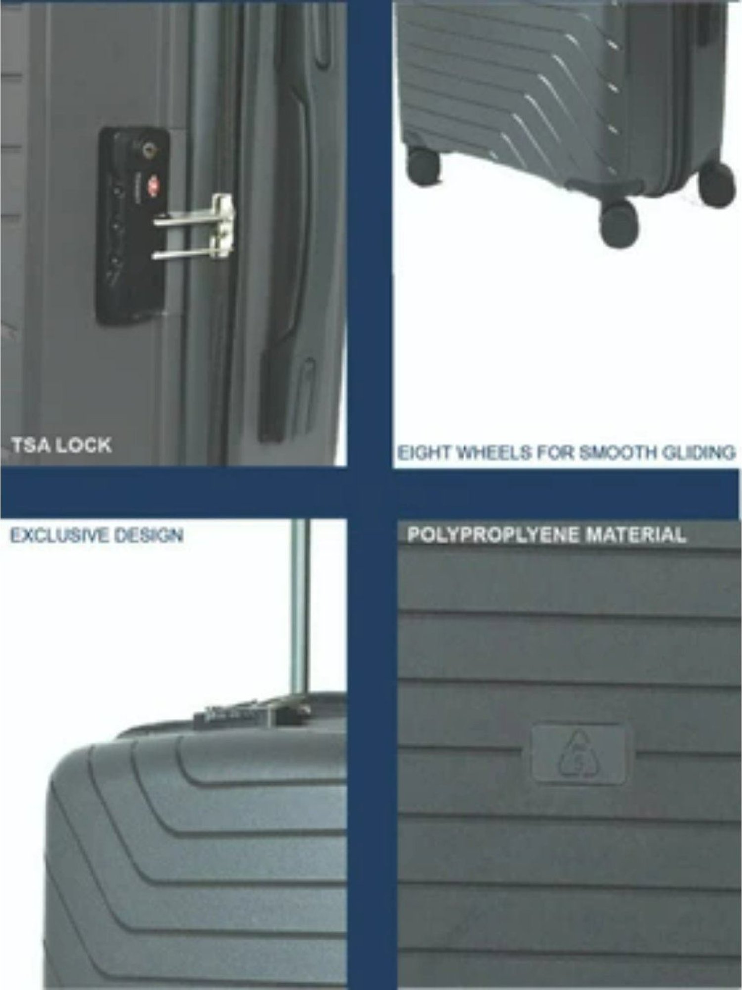 Carriall Grey 8 Wheel Medium Hard Checked Luggage - 46 cm