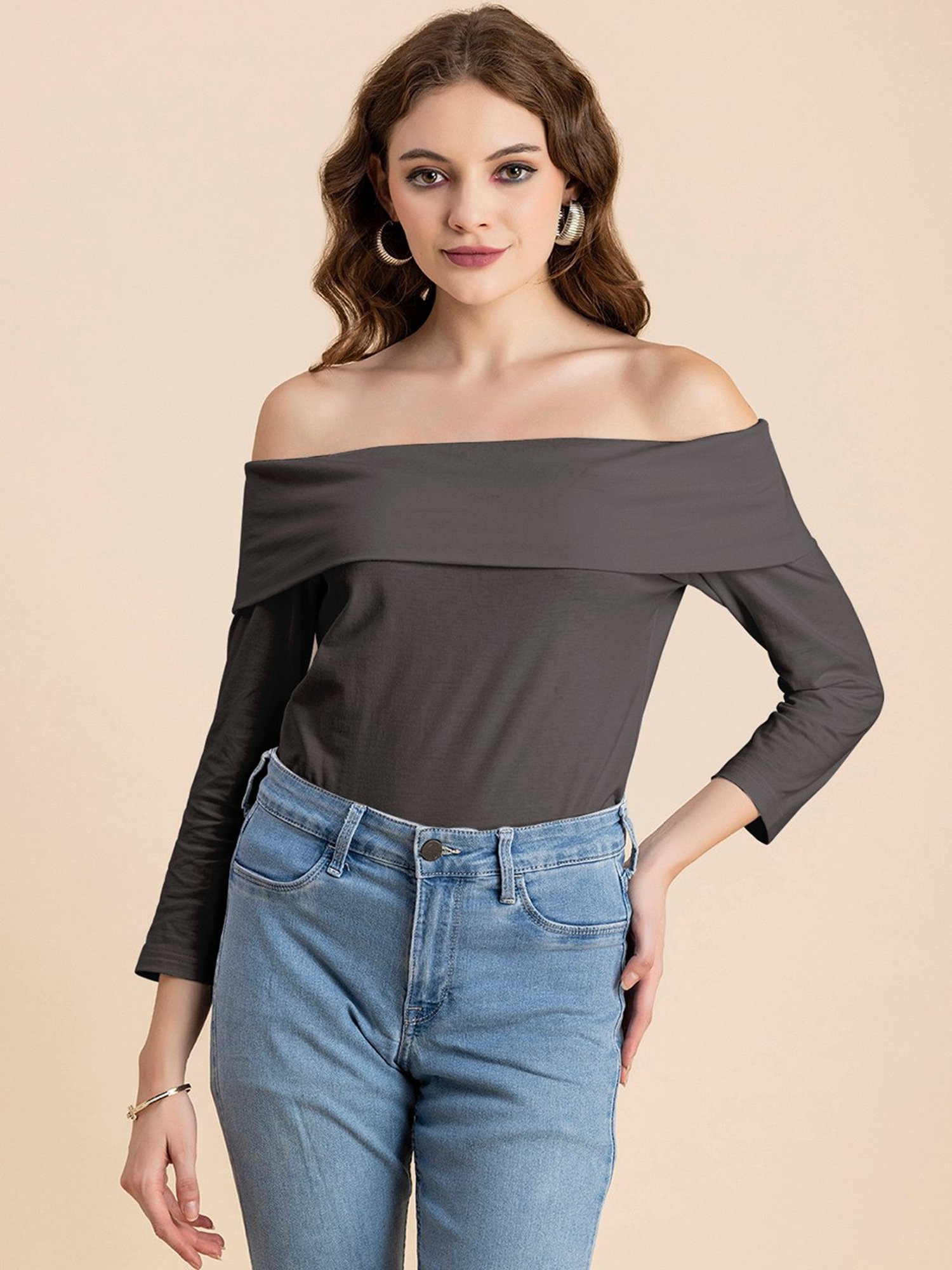 Moomaya Grey Regular Fit Top
