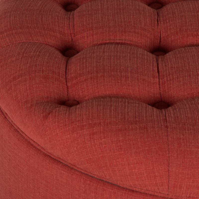 Tufted Round Cocktail Storage Ottoman Red - HomePop