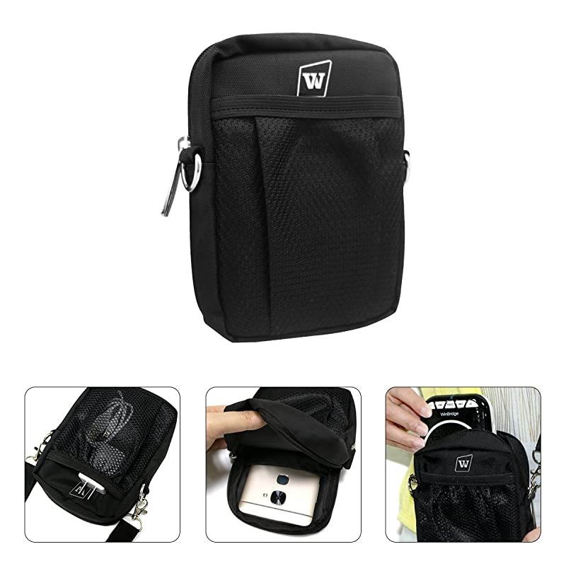 Voice Amplifiers Speaker Carry Case Cover Bag with Mesh Pocket Zip And Snap Hook Fit USB Cable Wall Charger Phone WB010