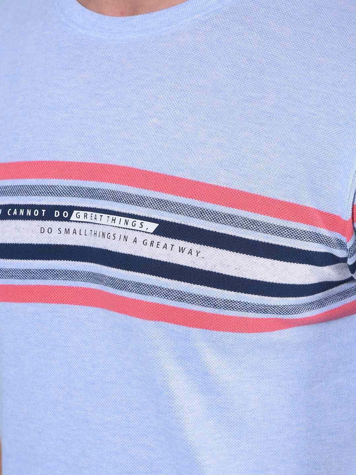 Crimsoune Club Blue  Slim Fit Striped T-Shirt