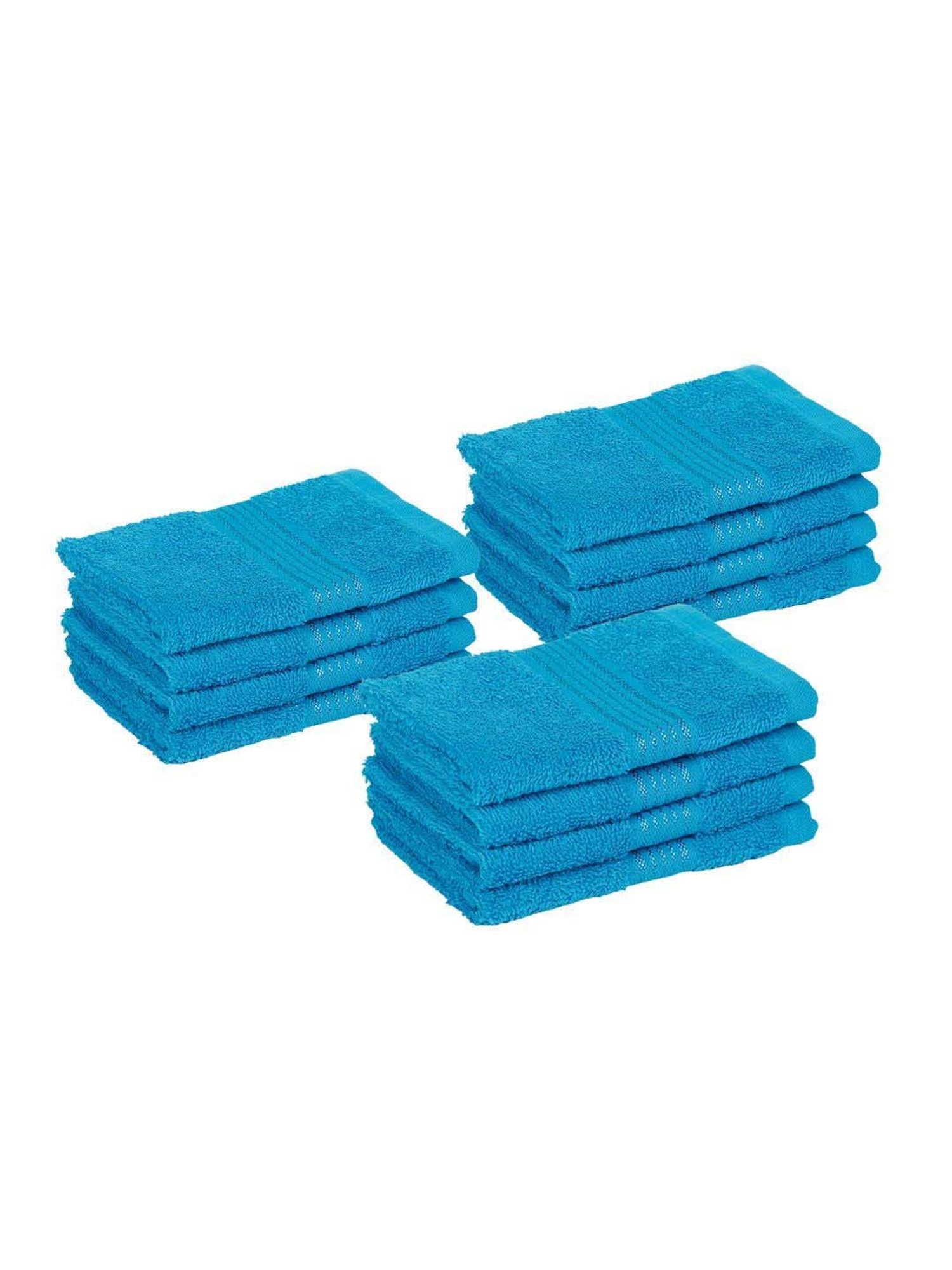 LORENA 100% Cotton Super-Soft Terry Towels -12pc Face Towel (d`ross) solid-turq