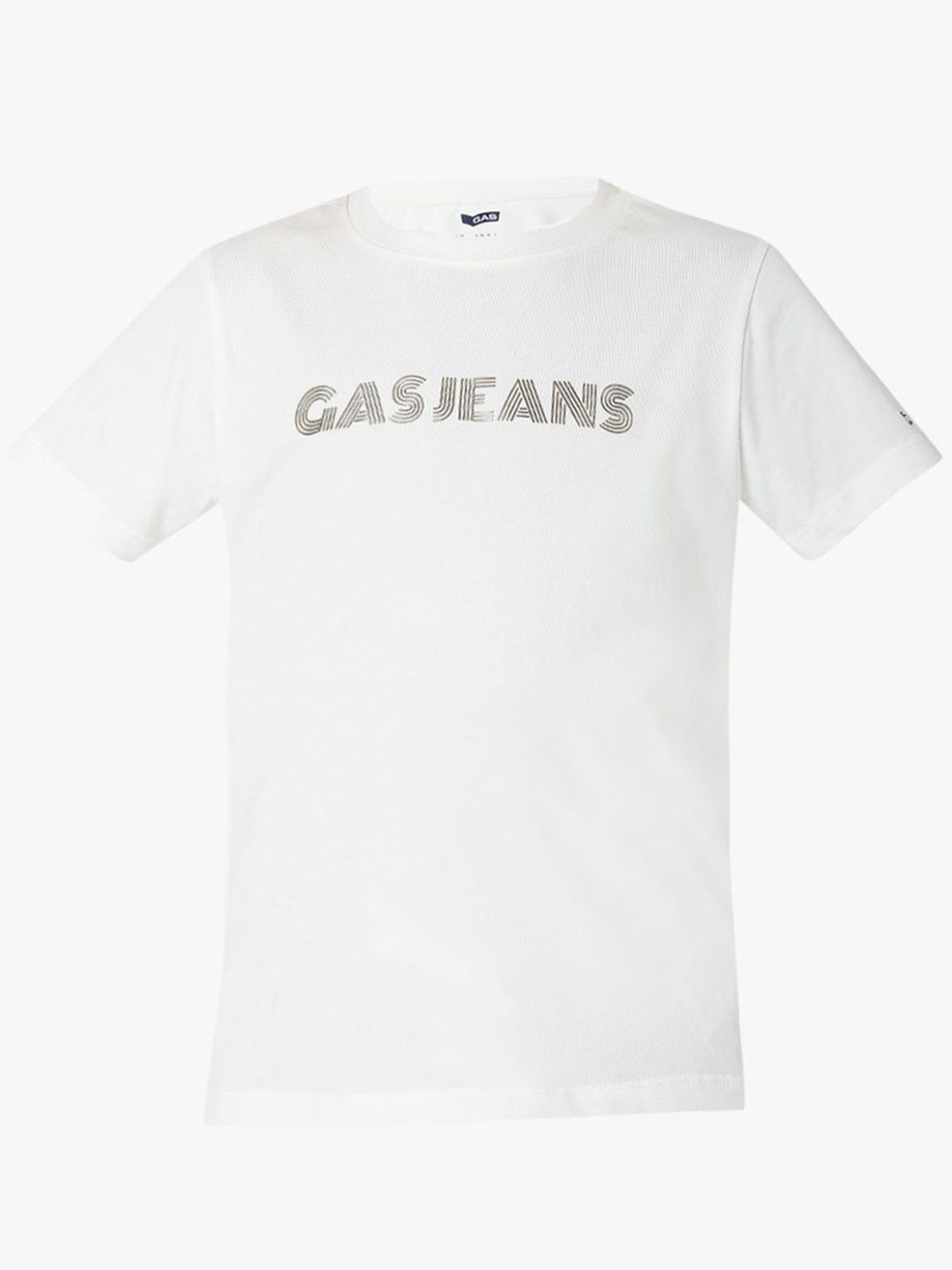 Gas Kids White Printed T-Shirt