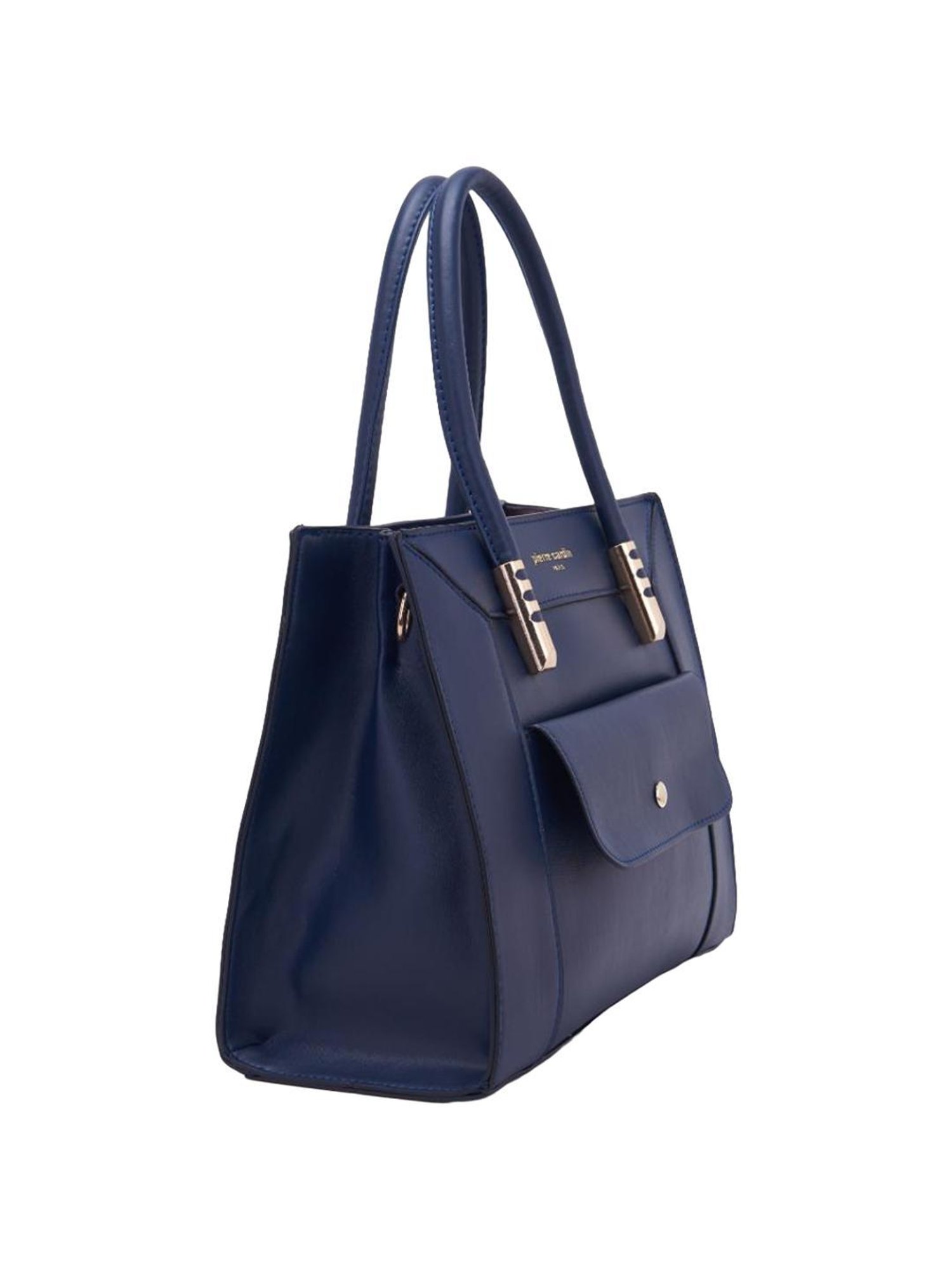 Pierre Cardin Navy Blue Solid Satchel Handbag
