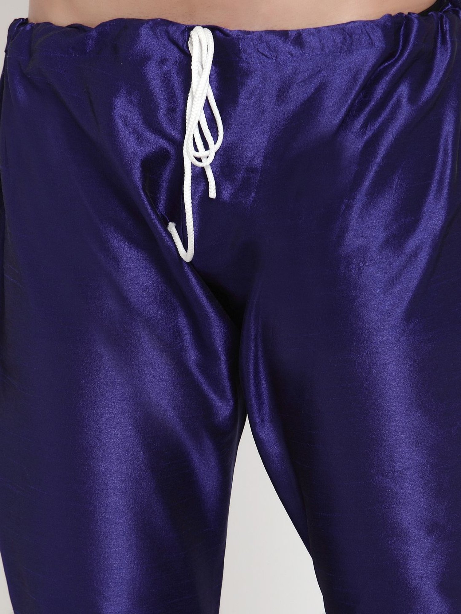 Benstoke Royal Blue & Red Regular Fit Self Pattern Kurta Set With Jacket