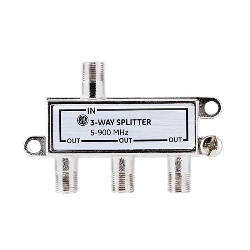 3-Way Coaxial Cable Splitter, 5-900 MHZ Ran, RG59 RG6 Coax Compatible, Audio, Video, Works with HD TV, Cable, Amplifiers, Amplified Antennas, Nickel, Corrosion Resistant, 35048