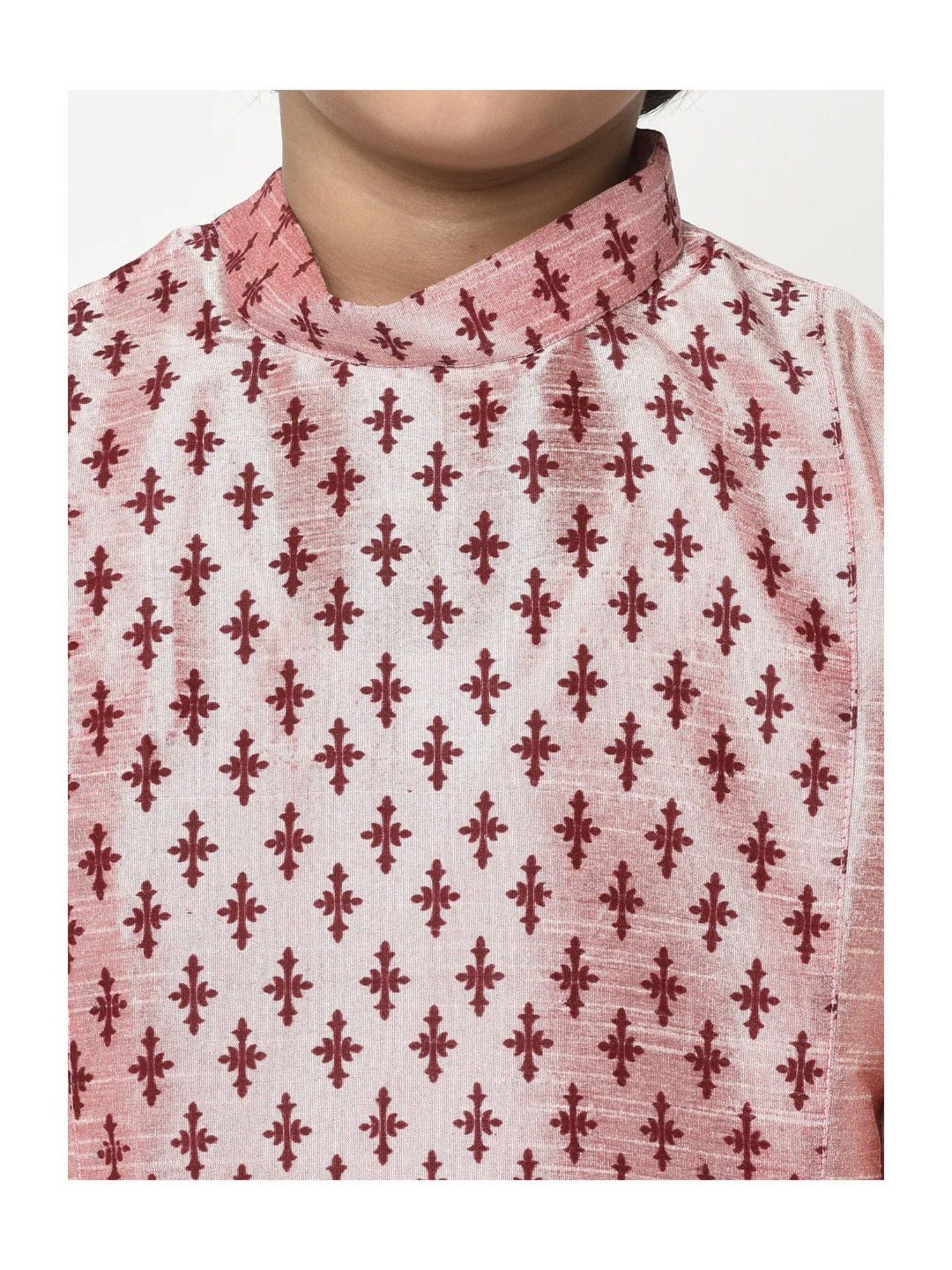 Deyann Kids Pink & Maroon Printed Full Sleeves Kurta with Patiala