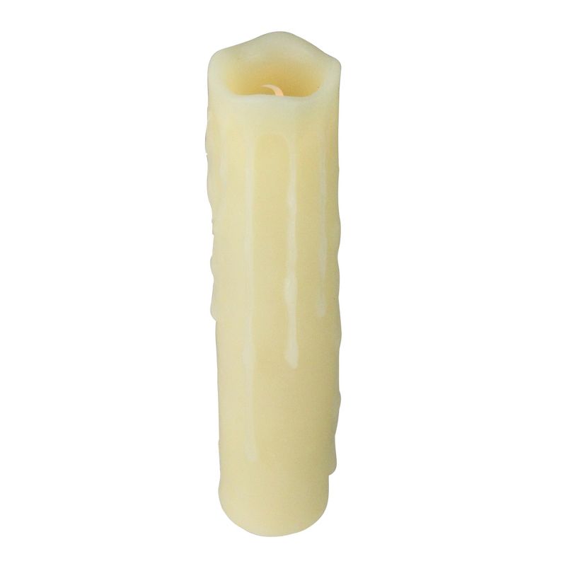 Melrose 8" Prelit LED Flameless Wax Drip Pillar Candle with Timer - Ivory