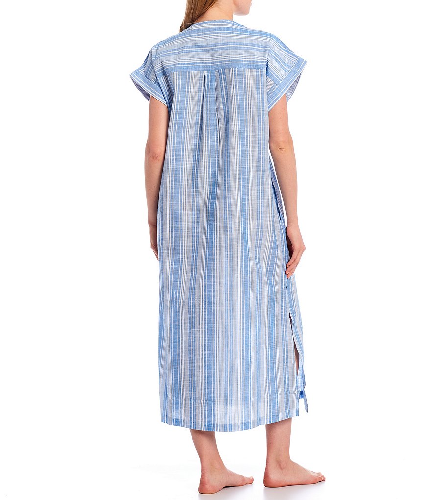 Kate Landry Yarn-Dye Striped Woven Long Caftan
