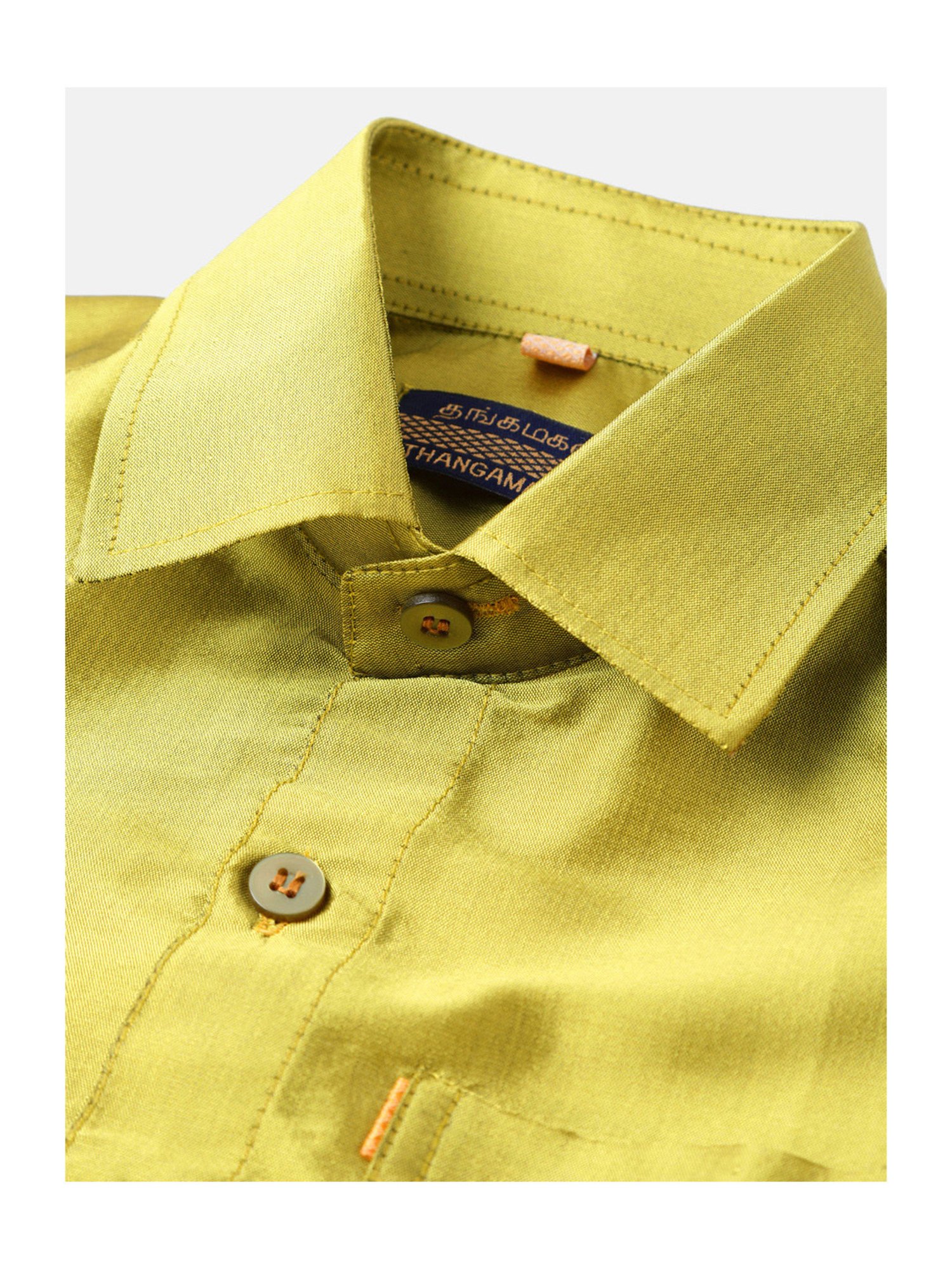 THANGAMAGAN Kids Lime Green Solid Lining Shirt