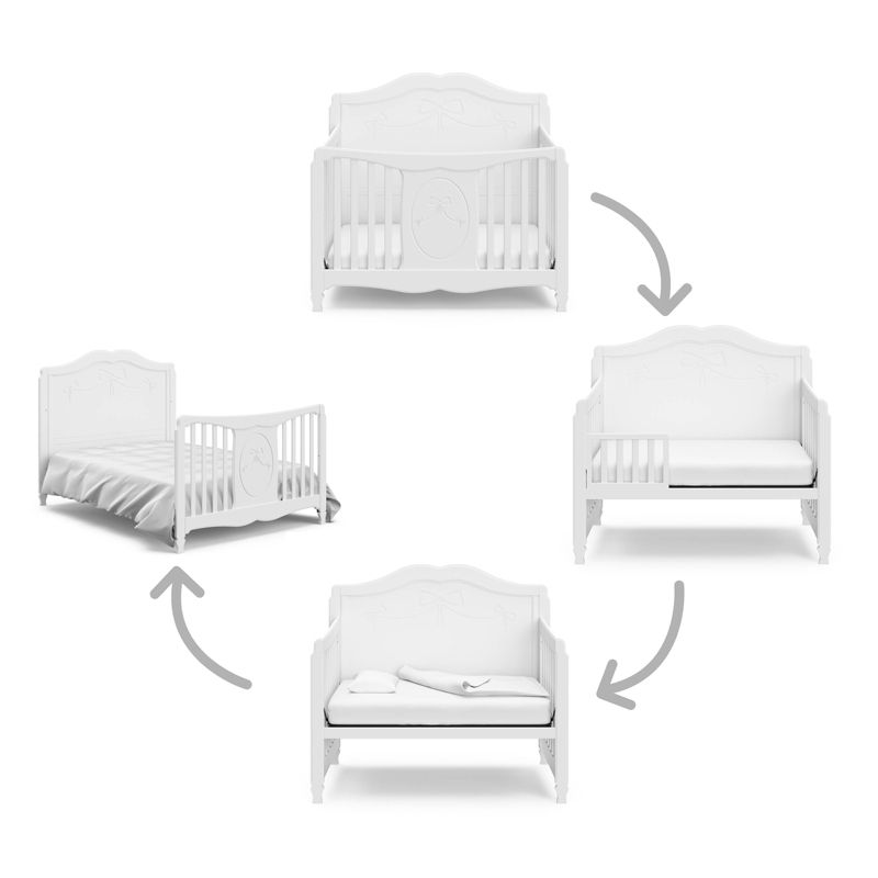 Storkcraft Princess 4-in-1 Fixed Side Convertible Crib - White