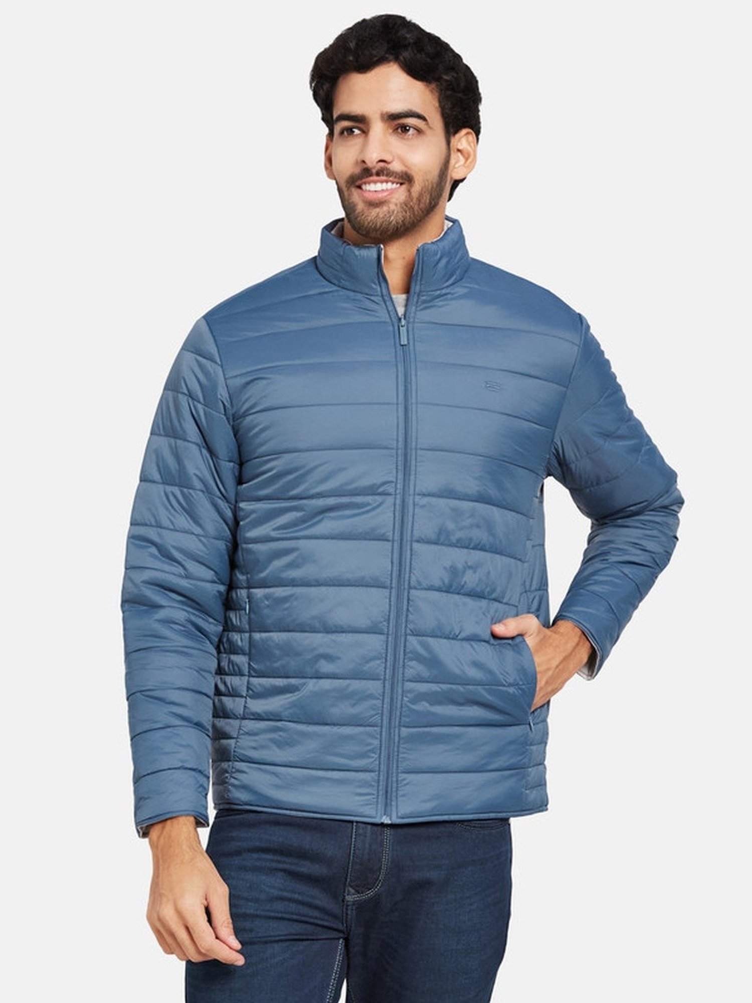 METTLE Teal Regular Fit Quilted Jacket