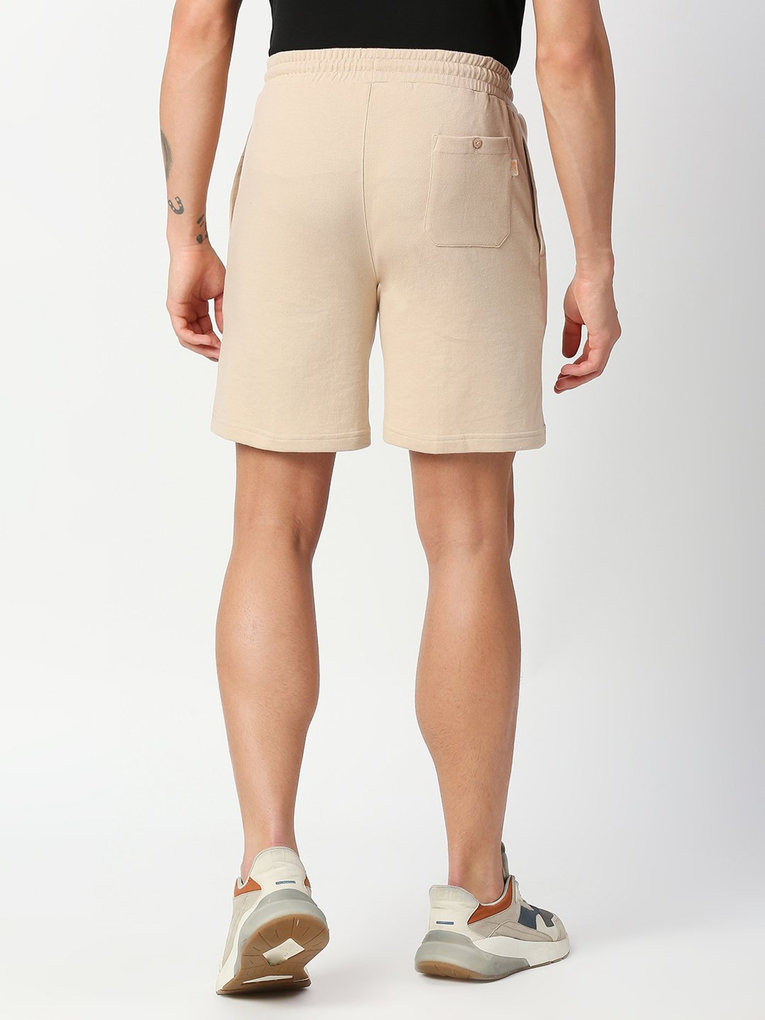 Fitz Beige Slim Fit Printed Shorts