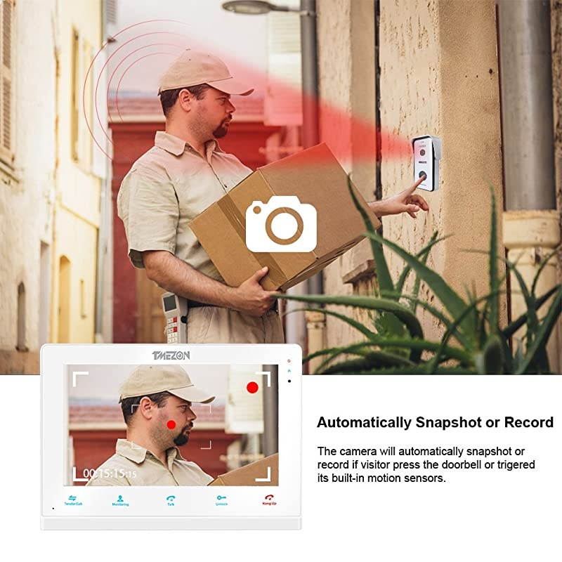 10 Inch Wireless/Wired Wifi IP Video Doorphone Intercom Doorbell Entry System with 2x720P AHD Wired Camera Night Vision,Remote unlocking,Talking,Recording,Snapshot