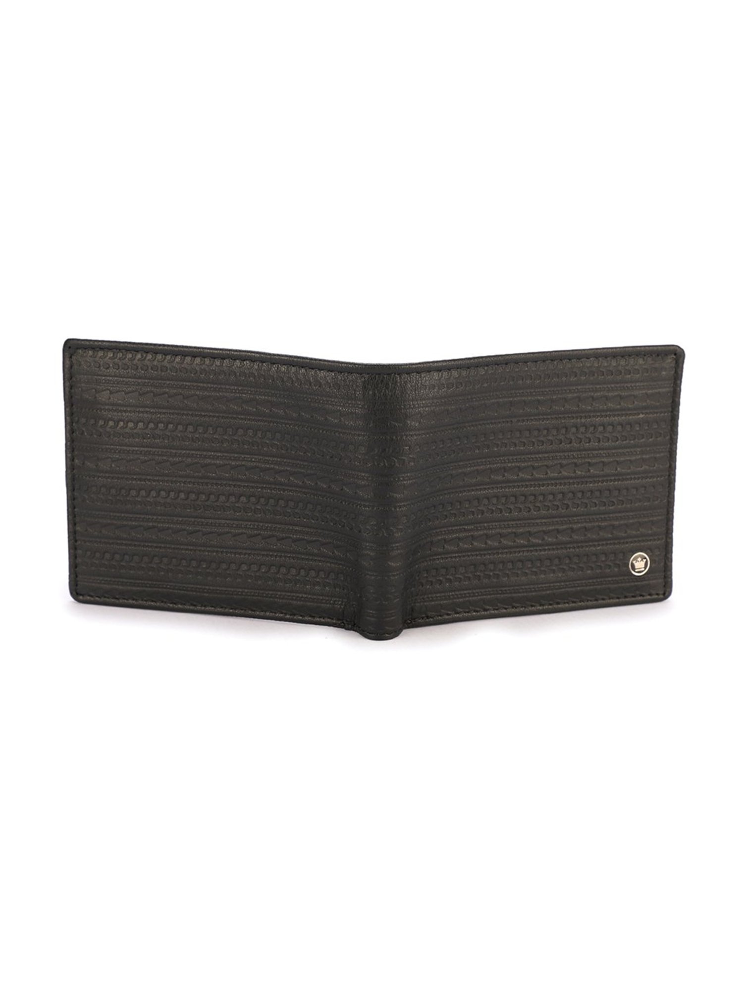 Louis Philippe Black Textured Leather Bi-Fold Wallet for Men