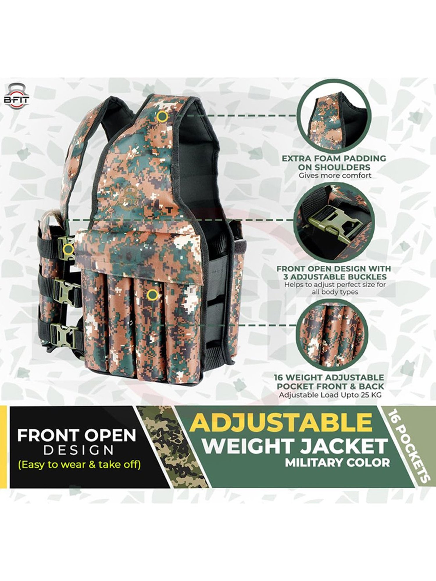 B Fit 15 Kg Weighted Vest Jacket (Multicolor)