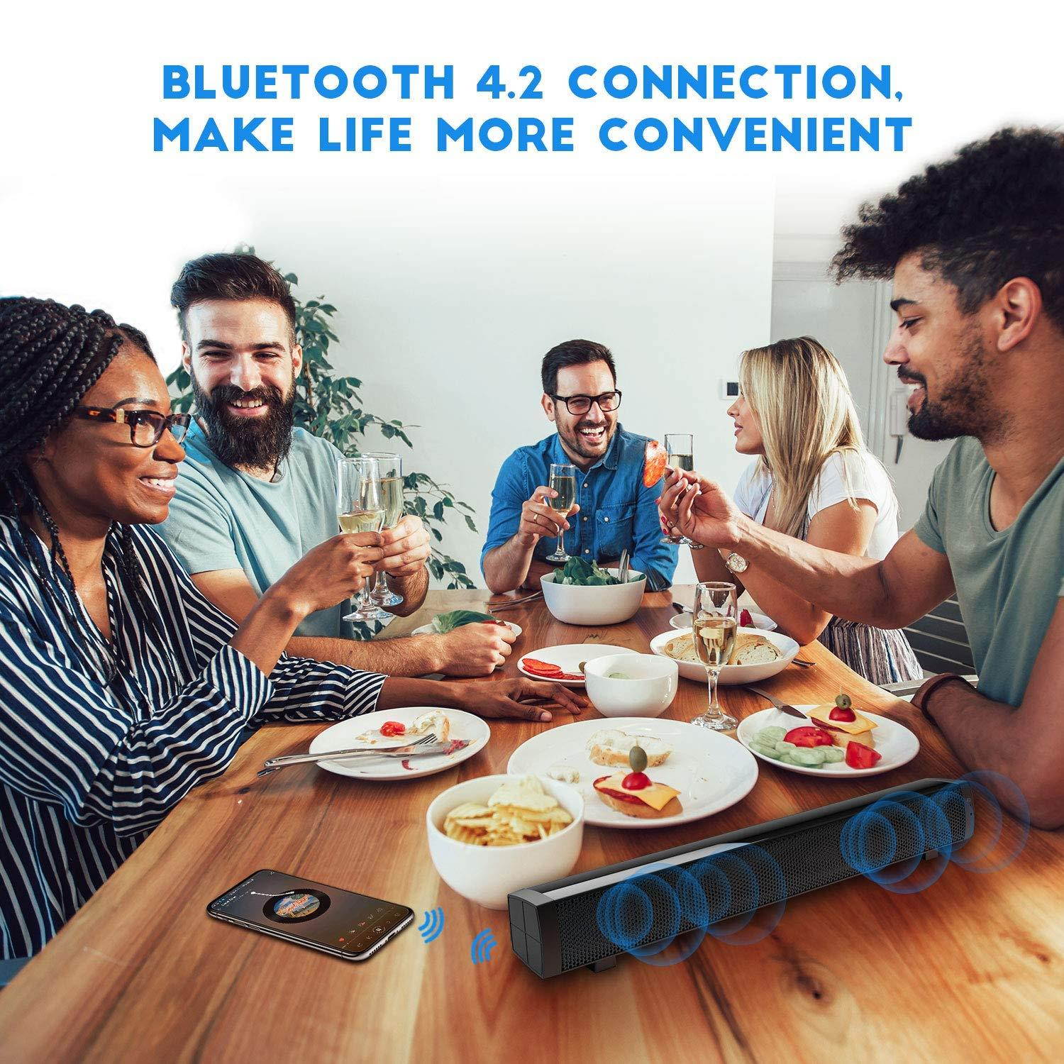 Computer Speakers, Wired & Wireless PC Sound bar, Stereo USB Powered Rechargeable Mini Desktop Sound Bar for Laptop, Monitor Speakers for Gaming/Ipad/Tablet/Cellphones