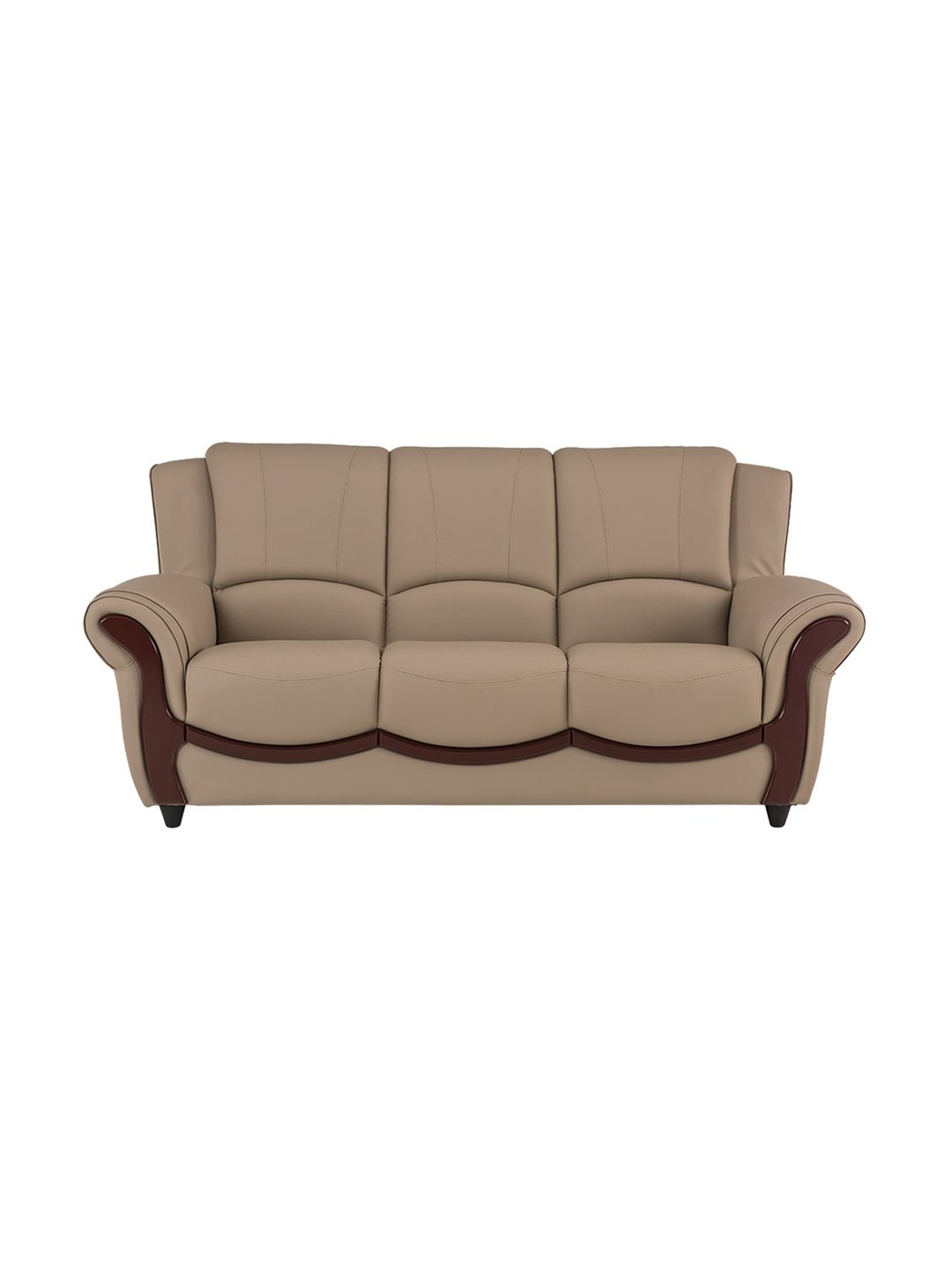 Durian Blos Brown Premium Leatherette 3 Seater Sofa