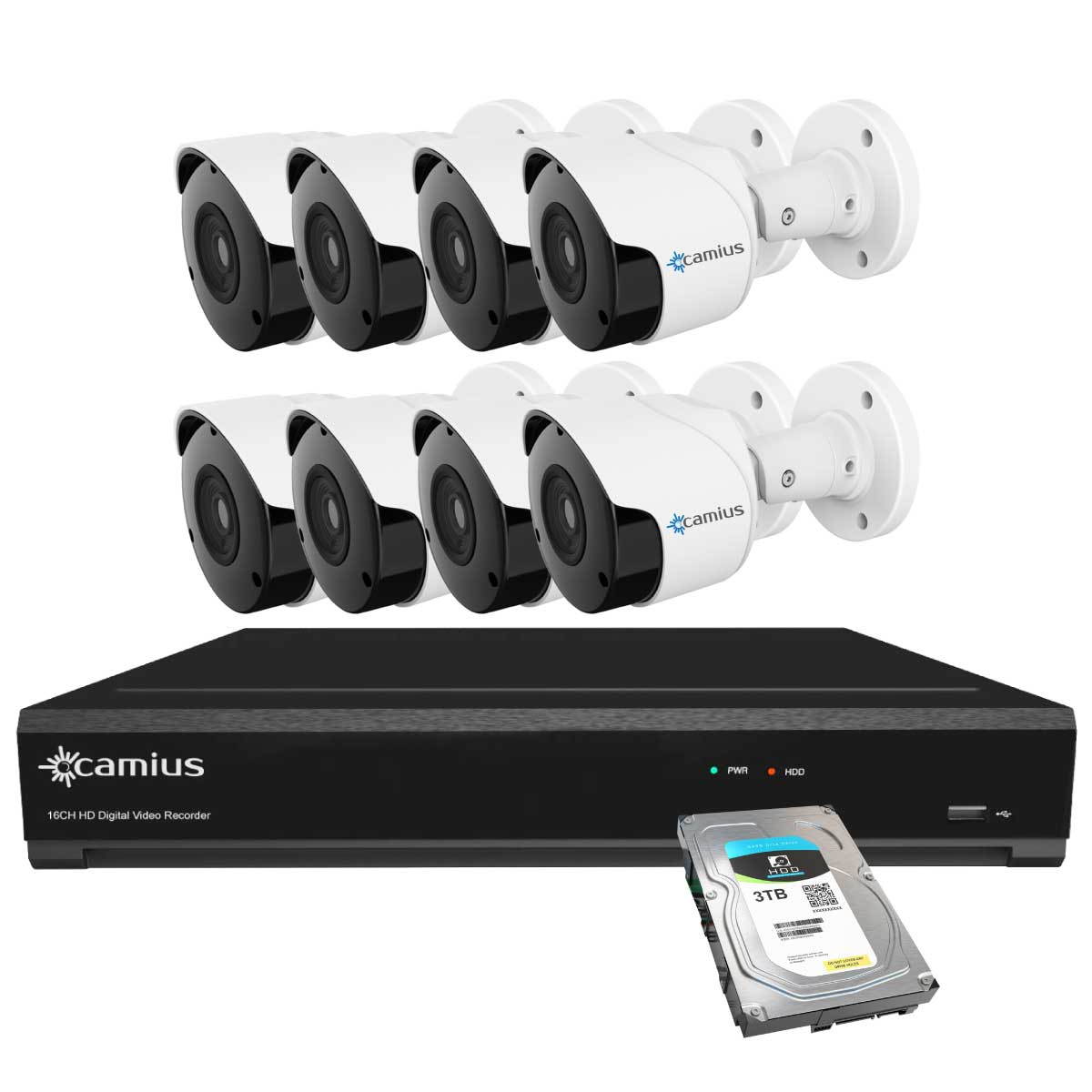 GW Security 16 Channel HD 1920p H.265 Security System with 8TB HDD, (15)* PoE 5MP HD 1920p 2.8-12mm Varifocal Weather Proof IP Cameras, and (1)* 20x Zoom 5MP HD 1920p IP PTZ (Pan-Tilt-Zoom) Camera