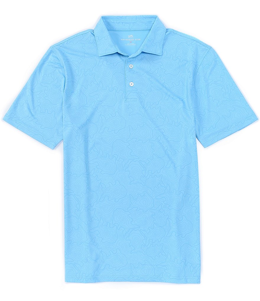 Southern Tide Driver Wave Peak Print Performance Stretch Short-Sleeve Polo Shirt