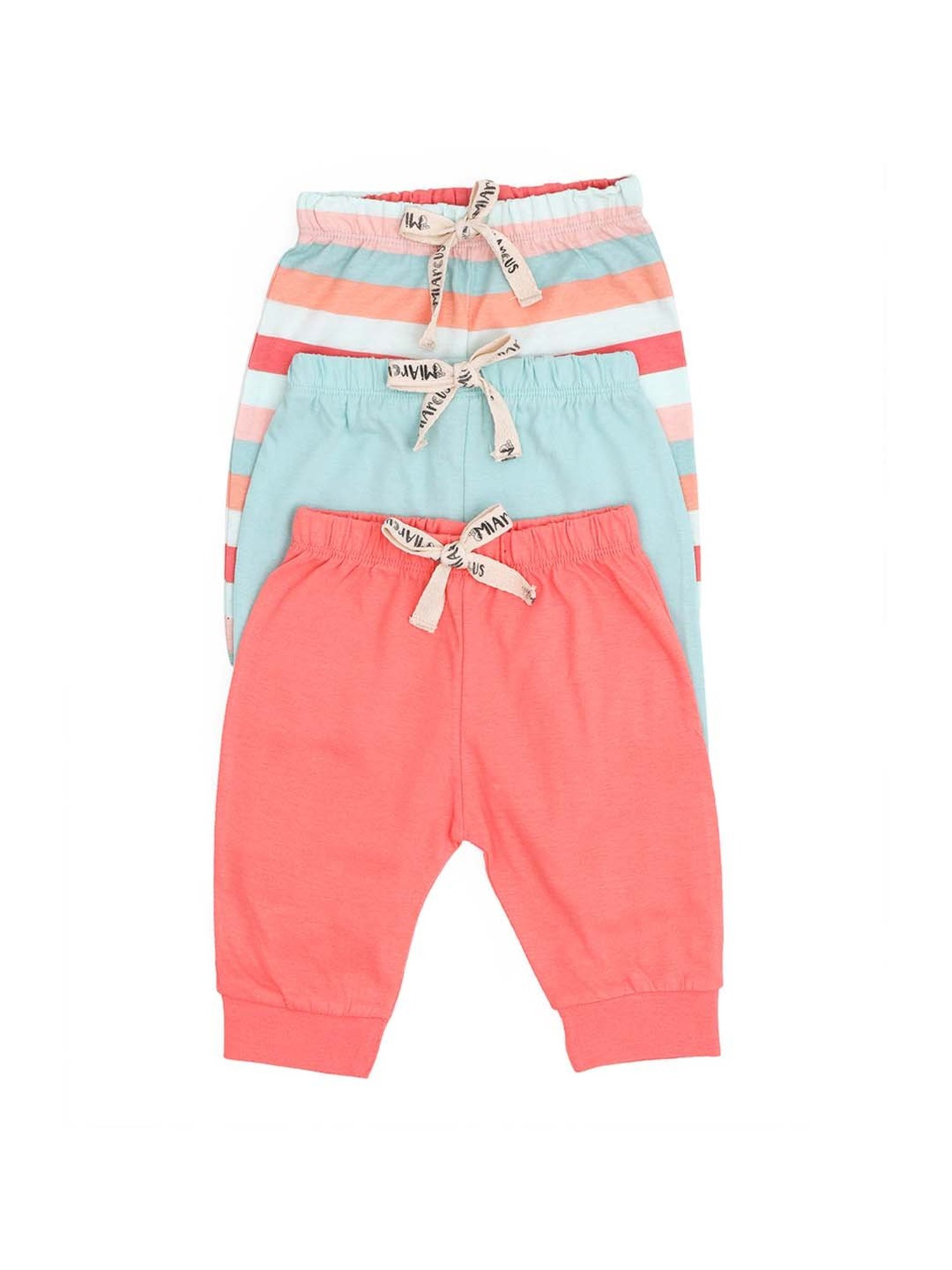 Ed-a-Mamma Baby Multicolor Solid Joggers (Pack Of 3)