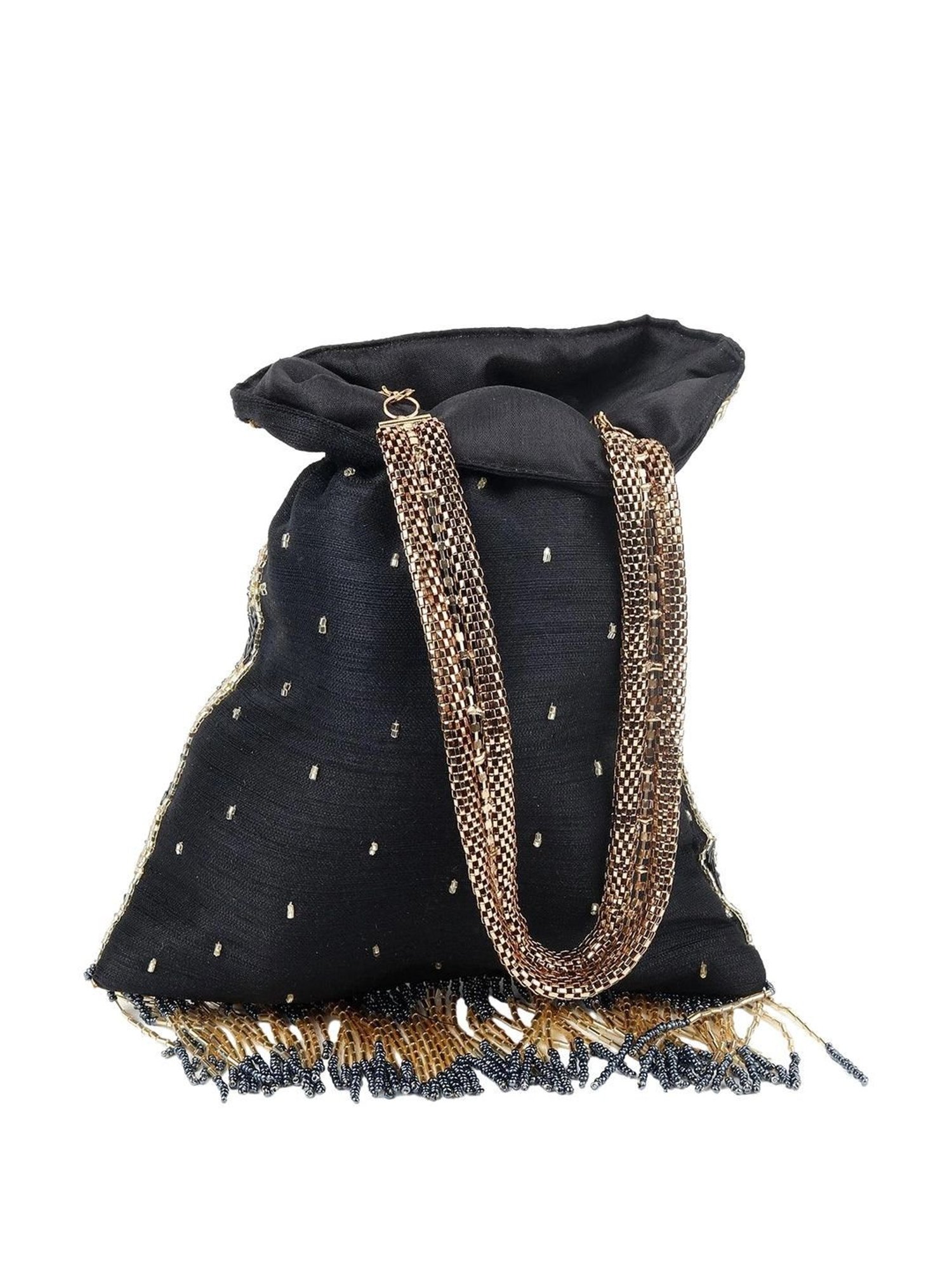 Odette Black & Gold Embellished Potli