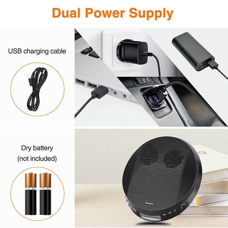 Portable CD Player Dual Speakers Stereo Anti-Skip with Earbud CD-R/CD-RW/MP3 AUX