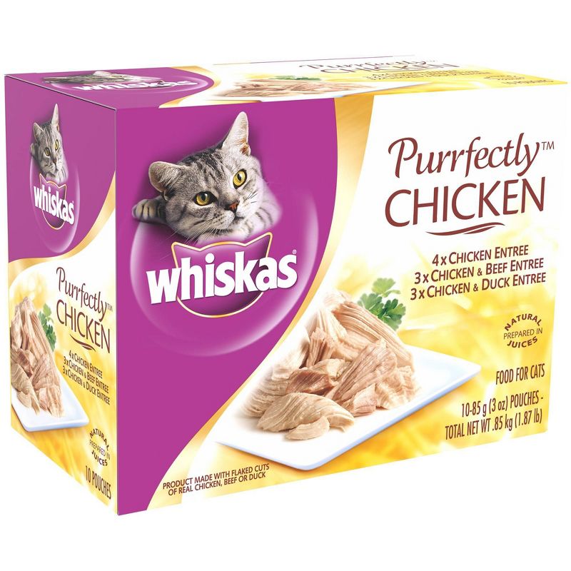 Whiskas Purrfectly Chicken Prepared In Natural Juices Wet Cat Food - 3oz/10ct Variety Pack