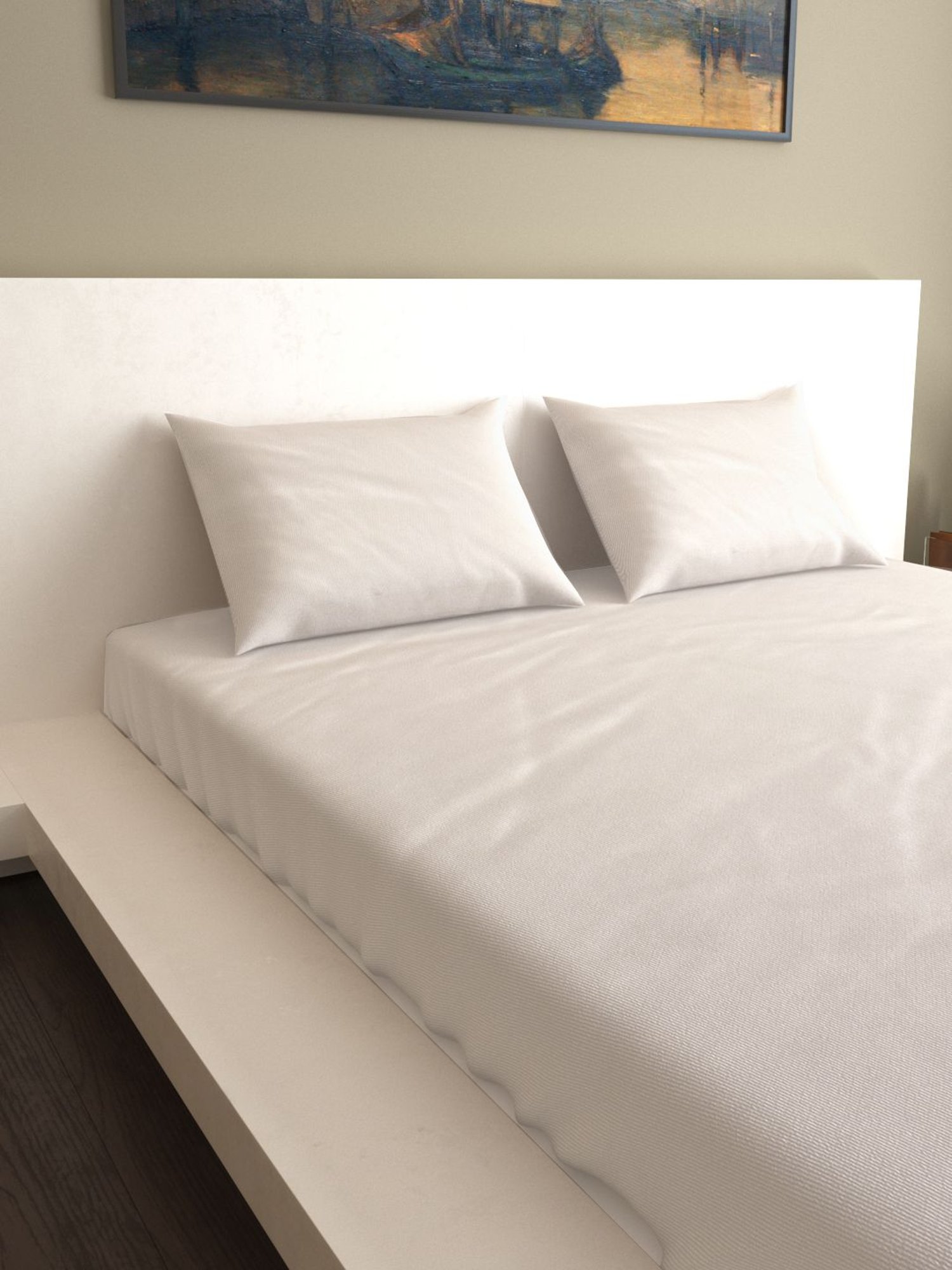 Mark Home Classic Sateen White Cotton 200 TC Bed Sheet Set
