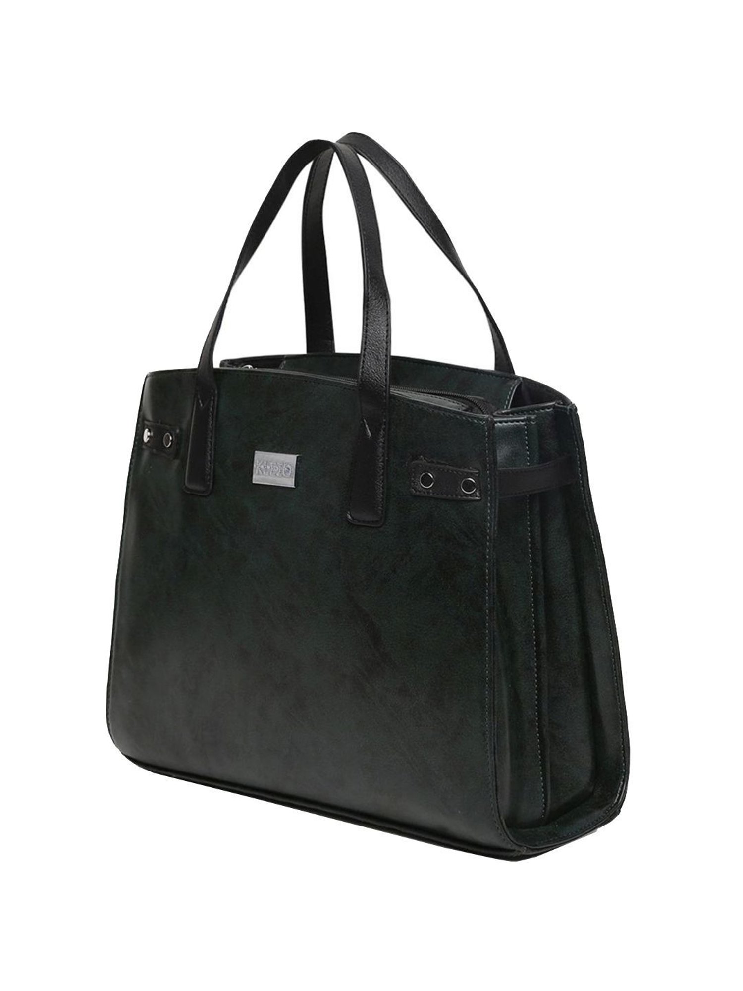 KLEIO Dark Green Solid Medium Handbag
