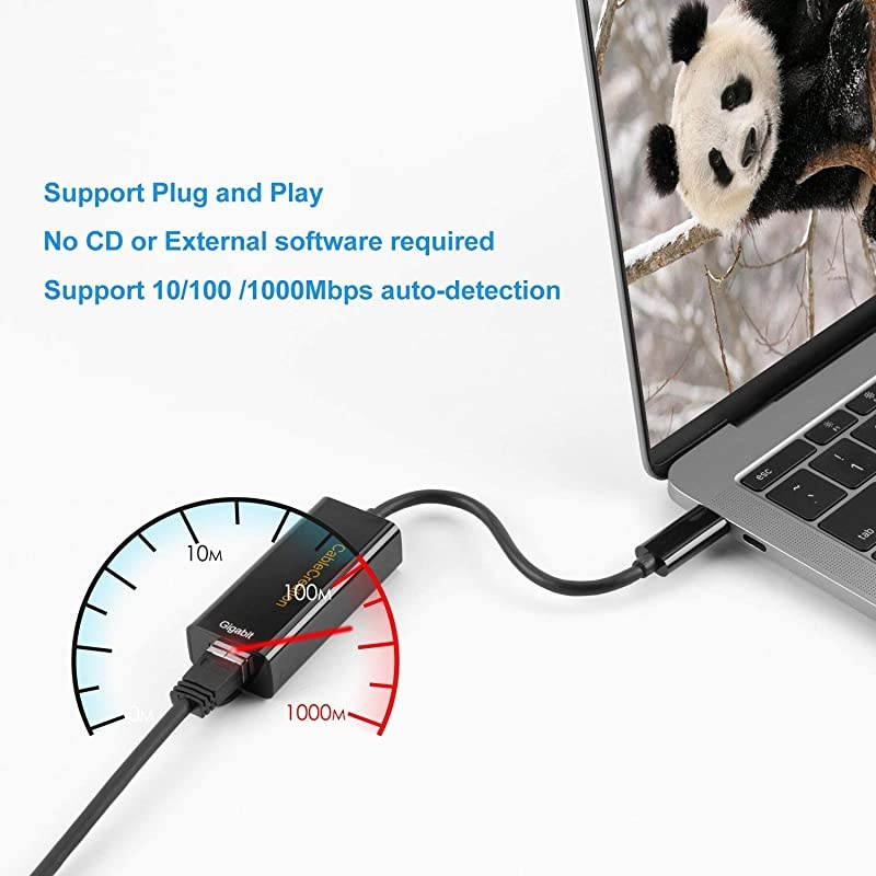 USB C Ethernet Adapter  USB Type C to RJ45 Gigabit LAN Network Adapter Supporting 101001000 Mbps Compatible with MacBook Pro 2020 iPad Pro 2020 Surface Book 2Galaxy S20 Black