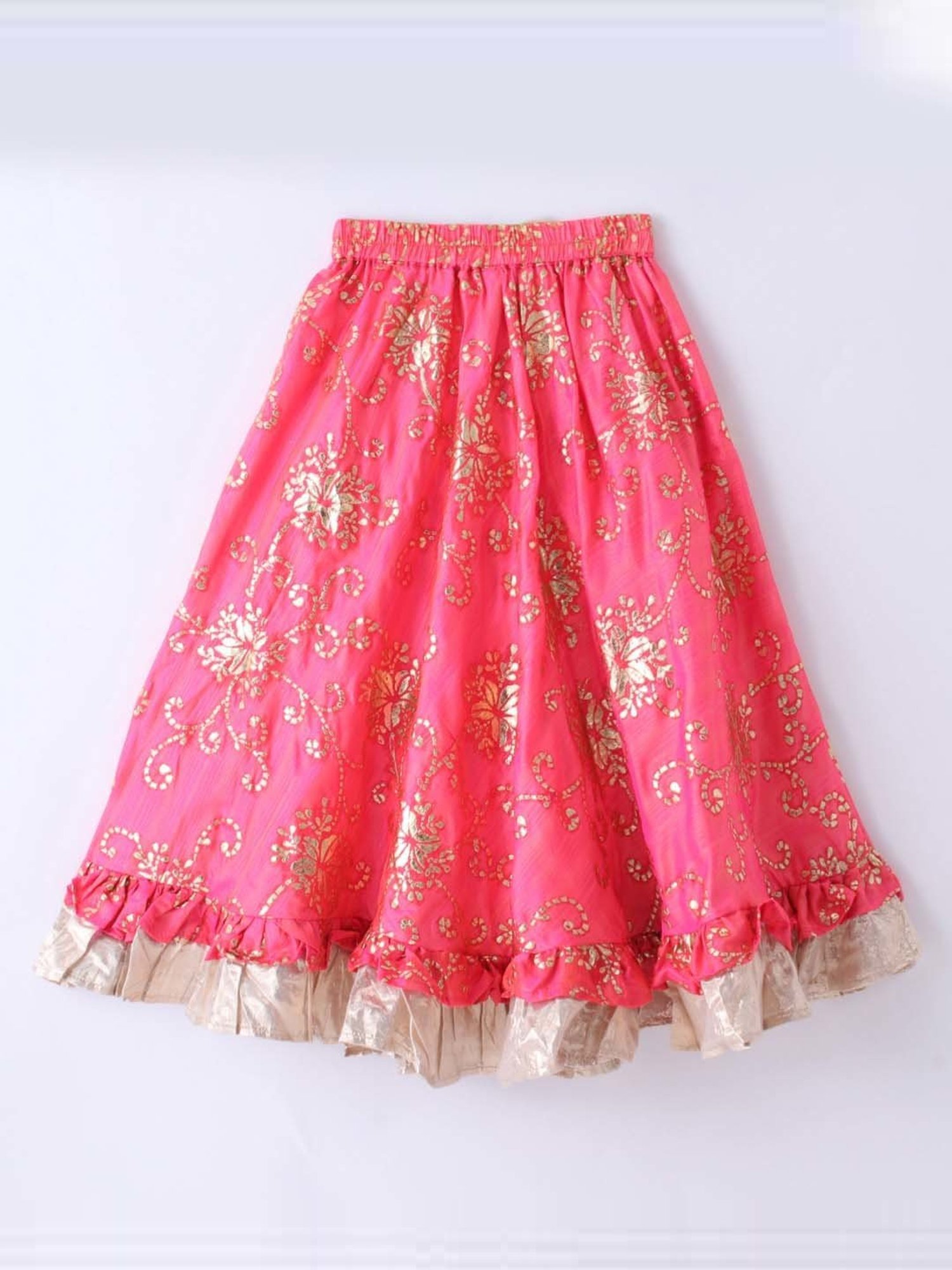 TWISHA Kids Green & Pink Embroidered Top Set