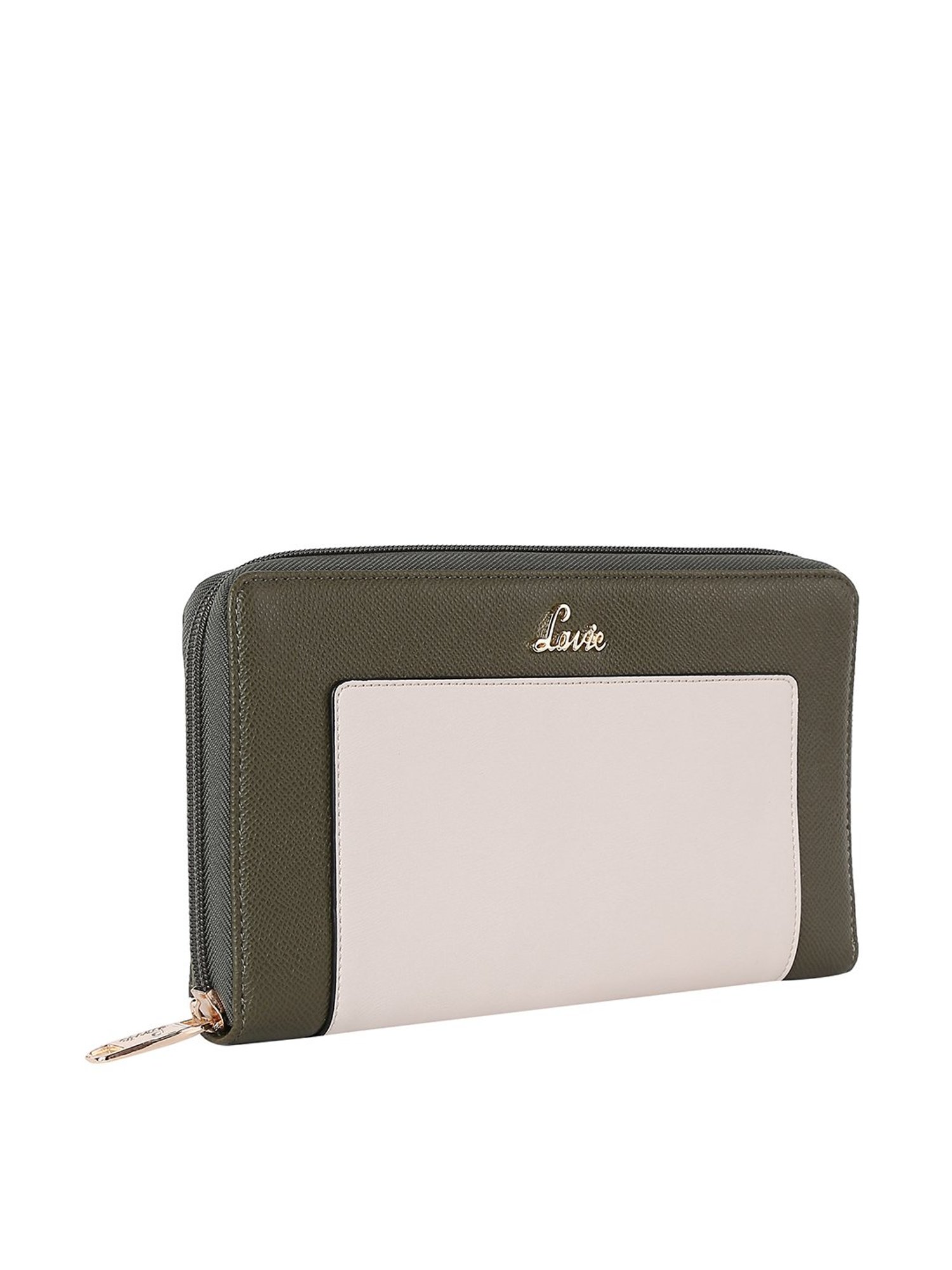 Lavie Astrid Green & Beige Zip Around Wallet for Women