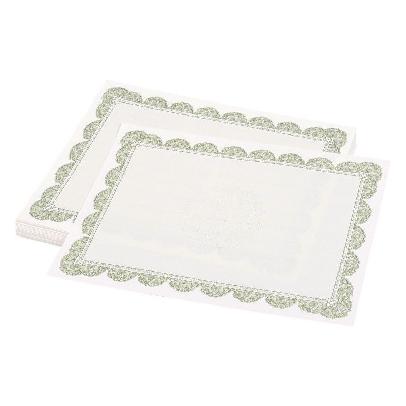 Best Paper Greetings 96-Pack Ivory Blank Certificates Award Paper Sheets with Green Border, A4 Letter Size 8.5 x 11 in