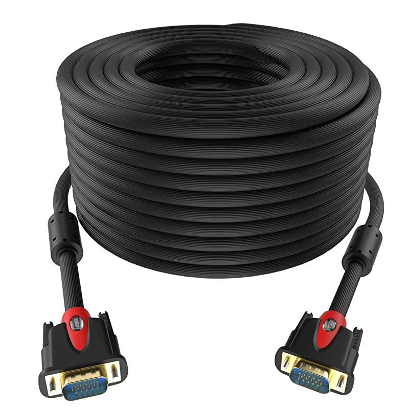 VGA to VGA Cable HD15 Monitor Cable with Ferrites Male to Male-75 Feet