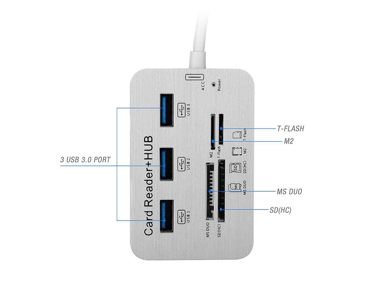Micro USB3.0 Hub Combo 3 Ports Card Reader High Speed Multi USB Splitter Hub USB Combo All In One for PC Computer Accessories
