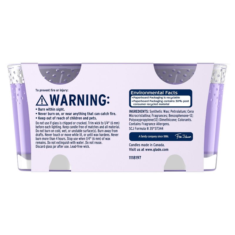 Glade Tranquil Lavender and Aloe Twin Candle - 2pk/6.8oz