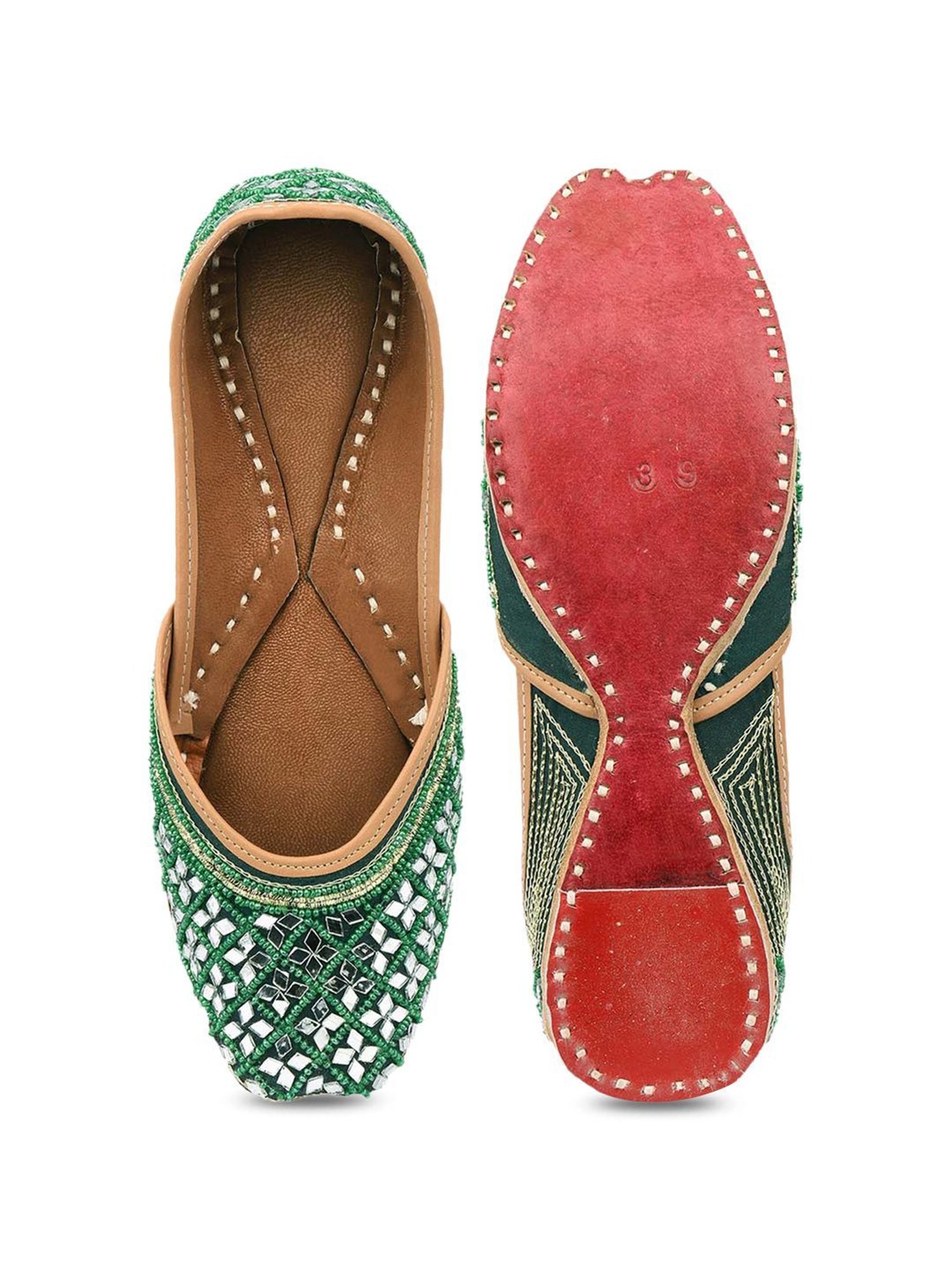 Desi Colour Women's Pine Green Ethnic Juttis