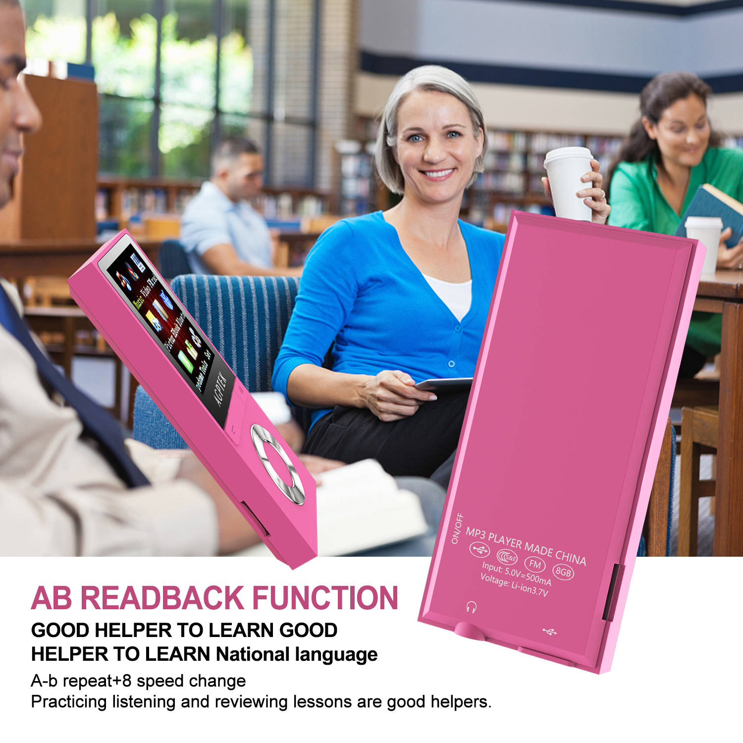 AGPTEK&reg; Portable Bluetooth MP3 Music Player with FM Lossless Support up to 64 GB