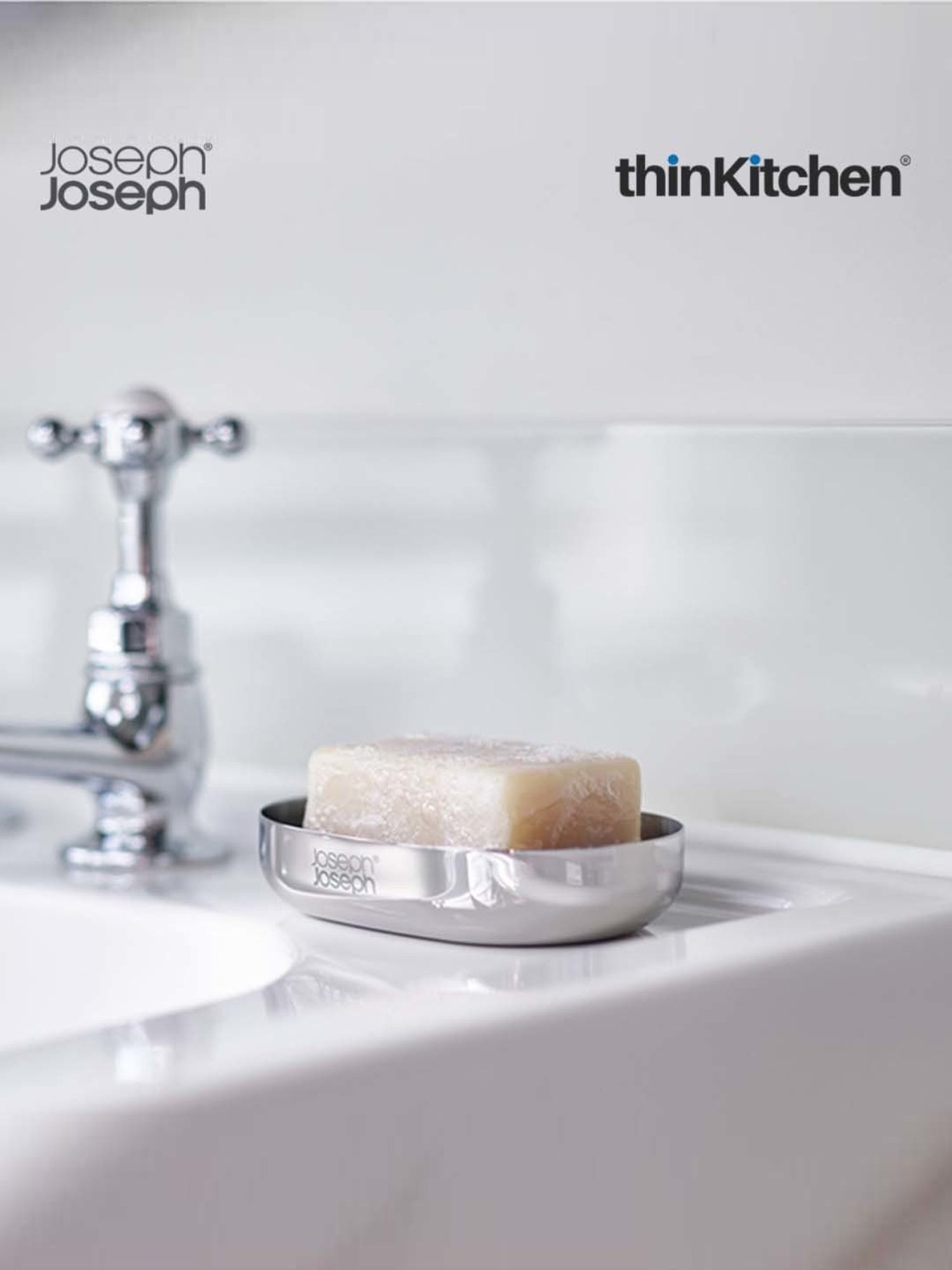 Joseph Joseph Silver Stainless Easystore Luxe Quick-Drain Soap Dish